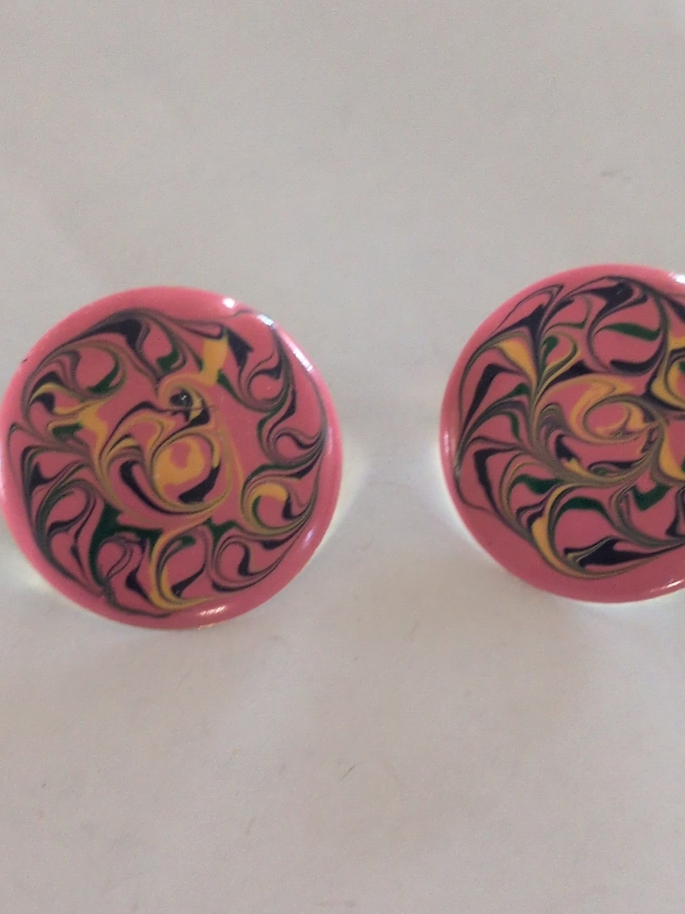 Pink Swirl Enamel Earrings